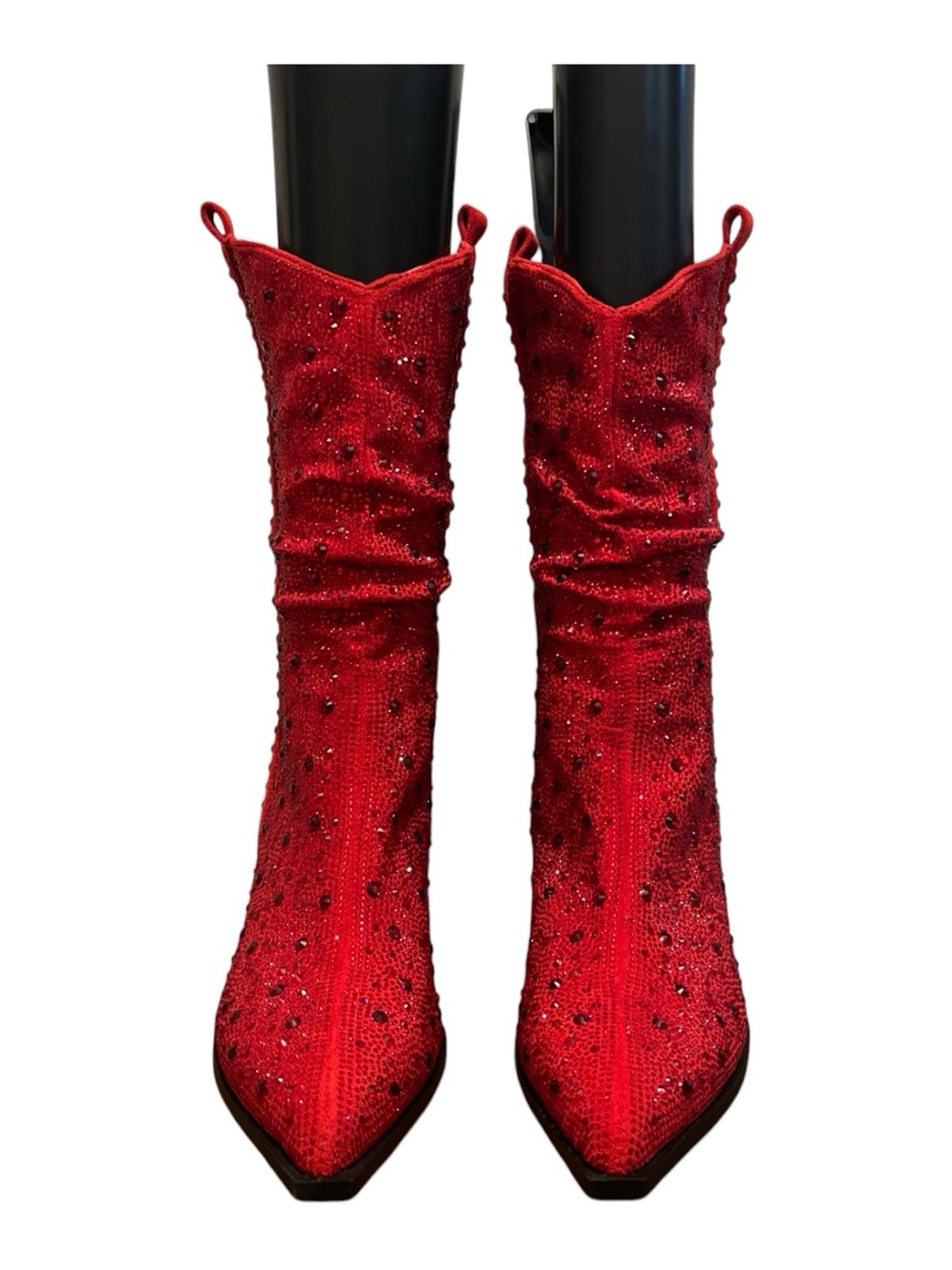 NEWRed Rhinestone mid calf sparkly cowgirl boots size 39 US 8.5